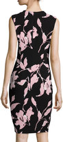 Thumbnail for your product : Escada Sleeveless French-Rose-Print Sheath Dress, Black/Rose