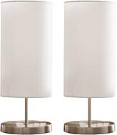 Walnut With Silver Shade Table Lamps Set of 2 Kings Brand Brushed Nickel