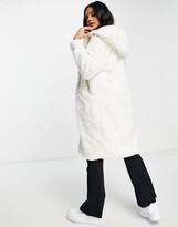 Thumbnail for your product : Threadbare Penguin oversized hooded borg coat in cream