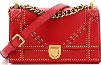 Christian Dior Diorama Flap Bag Studded Leather Small Red