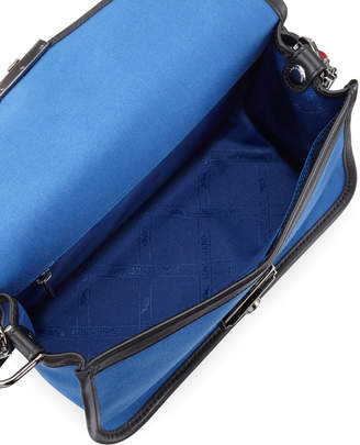 Longchamp Mademoiselle Colorblock Canvas Toile Large Crossbody Bag, Blue