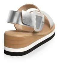 Ancient Greek Sandals Clio Metallic Leather Wedge Sandals
