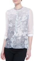 Thumbnail for your product : Elie Tahari Chelsea Floral-Print Silk Blouse, Chlorophyll