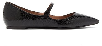 Tabitha Simmons Hermione Python-embossed Leather Mary-jane Flats - Womens - Black Tabitha Simmons Hermione Python-embossed Leather Mary-jane Flats - Womens - Black