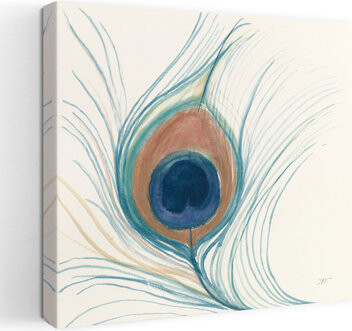 Red Barrel Studio Contemporary Peacock Feather Ii Blue With Blue Feathers Art