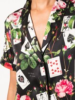 Thumbnail for your product : Fleur Du Mal Card Print Short-Sleeve Pajama Shirt