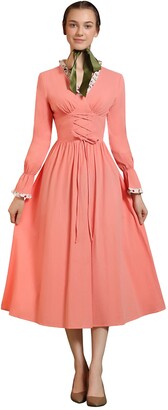 SCARLET DARKNESS Long Dress A-Line Party Casual Drama Women Dress Vintage Retro Medieval XL Brick Red 116A21-1