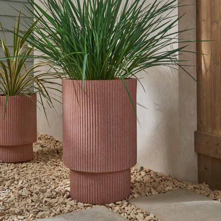 Dunelm Fibre Clay Round Planter with Base Terracotta ShopStyle Garden