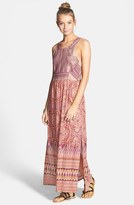 Thumbnail for your product : Angie Embroidered Print Maxi Dress (Juniors)