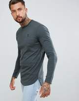 Thumbnail for your product : Religion longline curved hem long sleeve top in gray