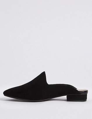 Marks and Spencer Wide Fit Suede Block Heel Mule Shoes