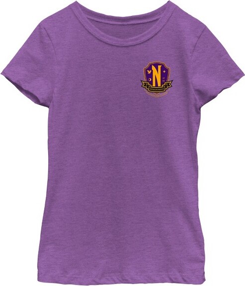 Wednesday Series Girl'sWednesdaySmallNevermoreCrestT-Shirt-PurpleBerry-Large
