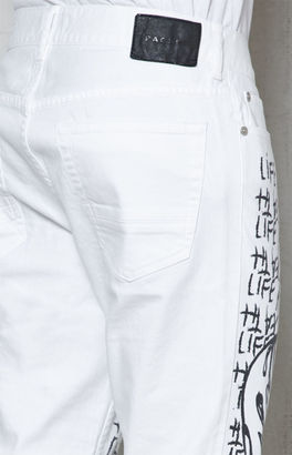PacSun Slim Cropped White Graphic Jeans