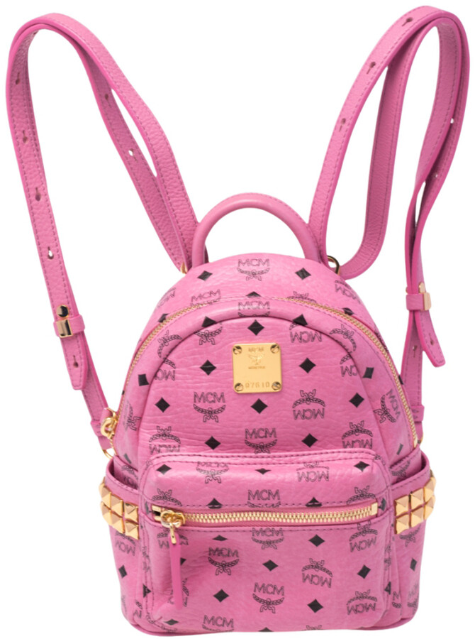 mcm mini pink leather backpack