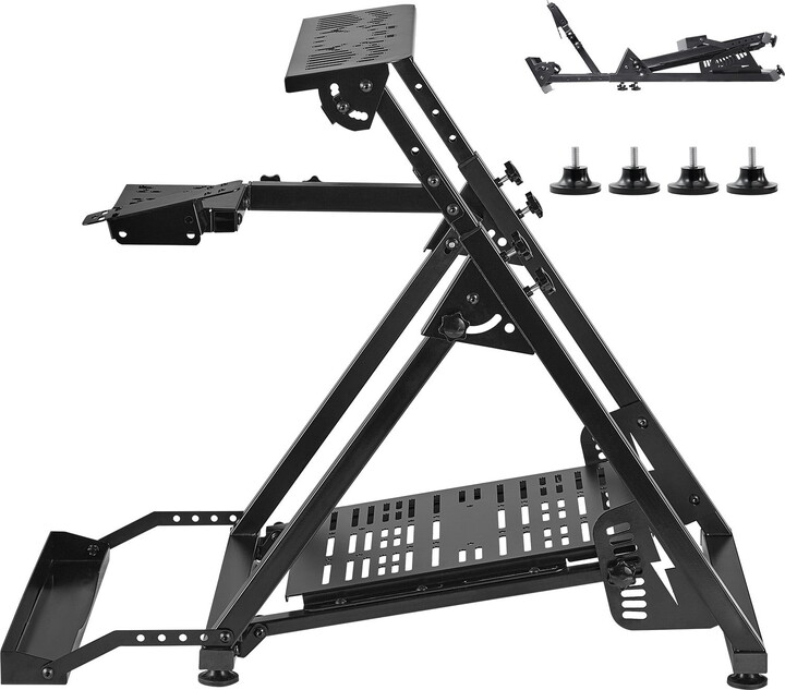 KFFKFF Adjustable & Foldable Racing Wheel Stand for Gaming Simulators, Compatible with Logitech G923 G920 G29 G27, Thrustmaster T300RS TX F458 T500RS T3PA-PRO(F1/GT), Pedals Not Included