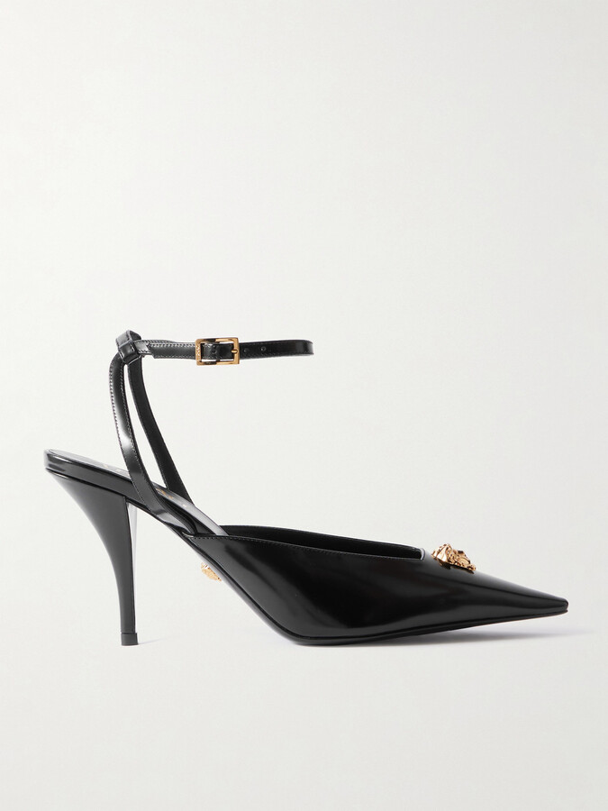 Versace Embellished Patent-leather Pumps - Black