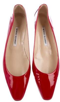 Manolo Blahnik Patent Leather Pointed-Toe Flats