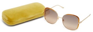 Gucci Oversized Square Metal Sunglasses - Gold Multi