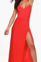 Thumbnail for your product : boohoo NEW Womens Jessie Strappy Slinky Wrap Maxi Dress in Polyester
