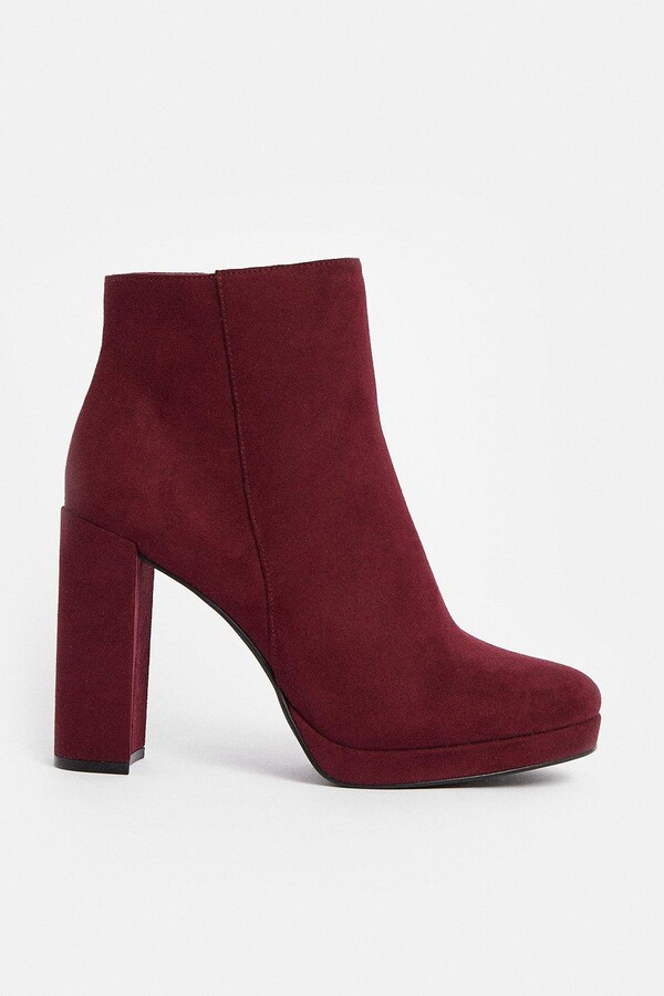 Burgundy platform ankle boots Clearance