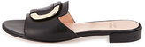 Thumbnail for your product : Stuart Weitzman Odeon Leather Buckle Slide, Black