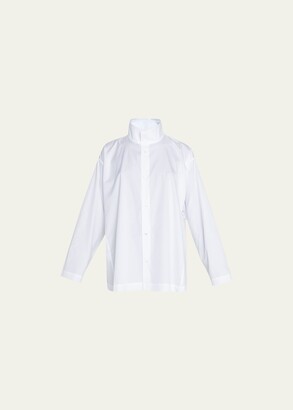 eskandar Side-Paneled Two-Collar Poplin Shirt (Mid Plus Length)
