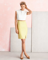 Thumbnail for your product : Kay Unger New York Knit & Tweed Combo Jewel-Neck Dress, White/Yellow
