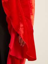 Thumbnail for your product : Paula Knorr - Relief Waterfall-ruffled Silk-blend Velvet Dress - Womens - Red