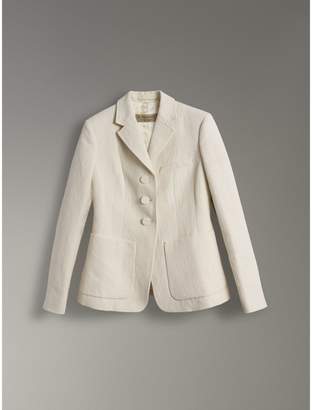 Burberry Cotton Linen Fitted Jacket
