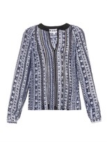 Thumbnail for your product : Veronica Beard Lace-trim Peasant-print blouse