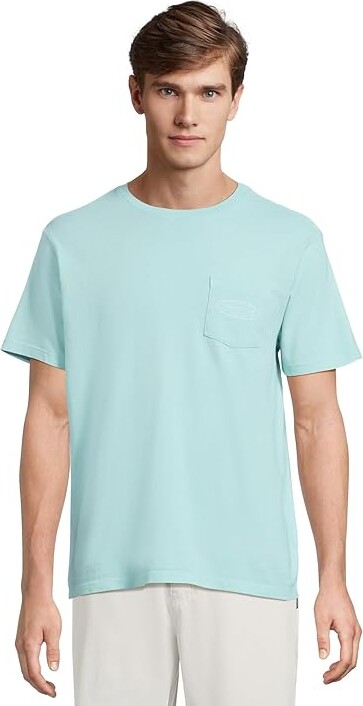 Vineyard Vines Outlined Surf Logo Short Sleeve T-Shirts Men's T Shirt Aqua Haze : SM, Cotton