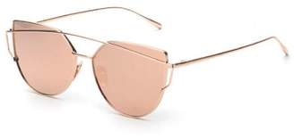 MapletopTwin-Beams Sunglasses, Women Metal Frame Mirror Cat Eye Glasses