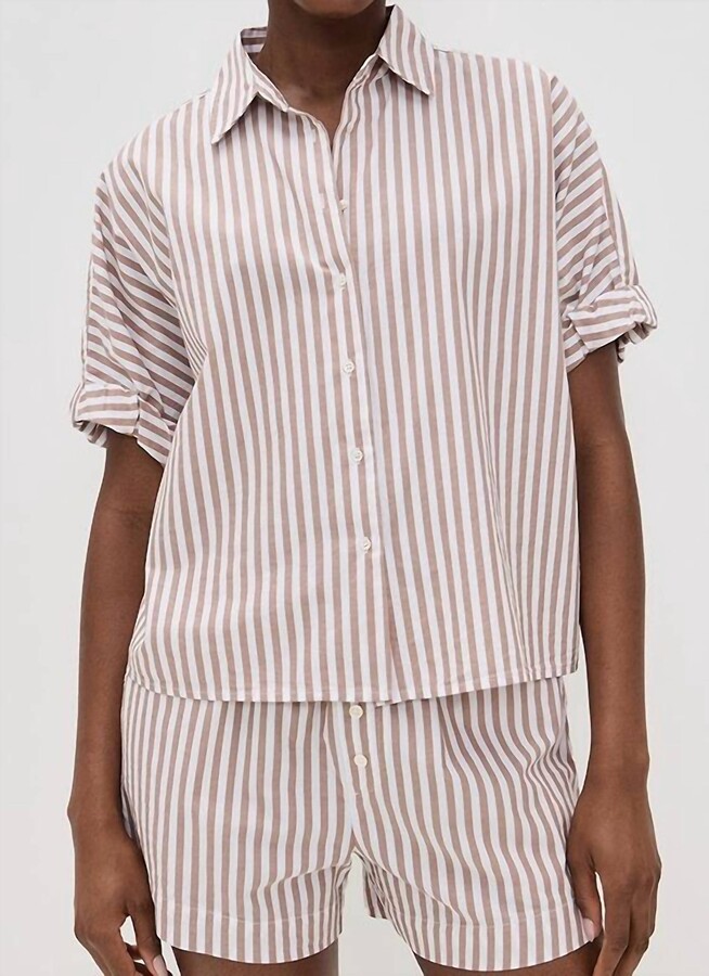 XiRENA Teddy Shirt In Café Stripe