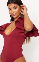 Thumbnail for your product : PrettyLittleThing Black Scuba Plunge Sleeve Detail Bodysuit