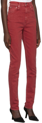 Helmut Lang Red Femme Spikes Comfort Jeans