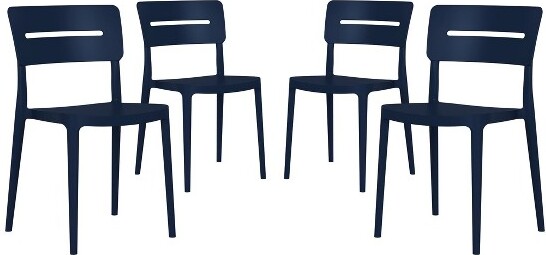 WestinTrendsPlayaOutdoorModernStackablePlasticPatioDiningChairs(Setof4)NavyBlue