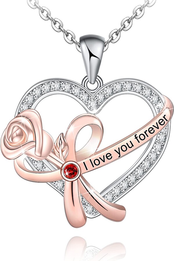 PRAYMOS 925 Sterling Silver Infinity Necklace Clear CZ Heart Pendant Necklace Women Dainty Necklace Eternal Love with Jewelry Box