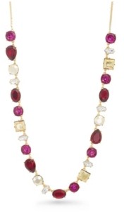 Catherine Malandrino Women's Red Rhinestone Tone Chain Necklace