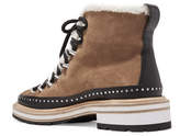 Thumbnail for your product : Rag & Bone Compass Studded Leather And Shearling-trimmed Suede Ankle Boots - Beige