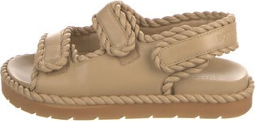 Bottega Veneta Leather Slingback Sandals Neutrals Braided Accents Platform Velcro Closure at Uppers Includes Dust Bag Designer