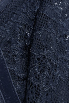 Thumbnail for your product : Lonely - Winona Velvet-trimmed Lace And Tulle Briefs - Midnight blue