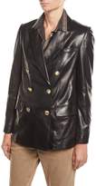 Thumbnail for your product : Brunello Cucinelli Double-Breasted Napa Leather Jacket