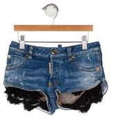 Thumbnail for your product : DSQUARED2 Girls' Lace-Trimmed Jean Shorts