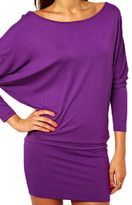 Thumbnail for your product : Romwe Batwing Long Sleeved Sheer Purple Dress
