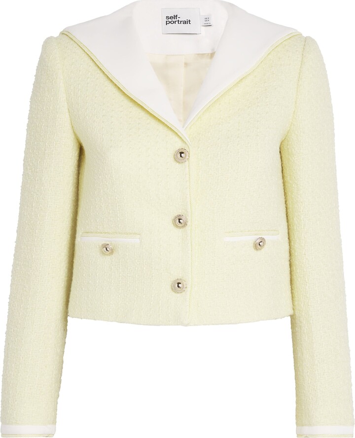 Self-Portrait Boucle Contrast-Collar Jacket