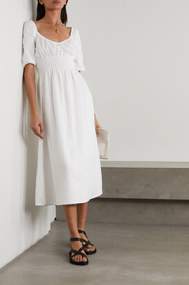 Faithfull The Brand + Net Sustain Shay Shirred Linen Midi Dress - White
