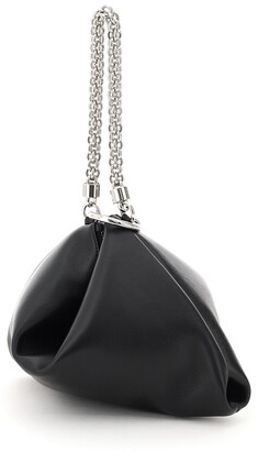 Jimmy Choo CALLIE EVENING CLUTCH WITH CHAIN OS Black Leather