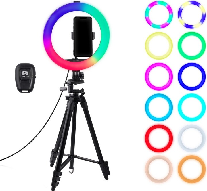 Insten 10'' Selfie Ring Light 53'' Tripod Stand Phone Holder, RGB