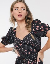 Thumbnail for your product : For Love & Lemons camellia mixed print mini dress in black