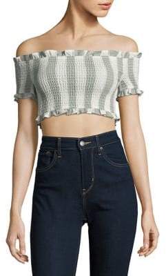 The Fifth Label Striped Off-The-Shoulder Crop Top